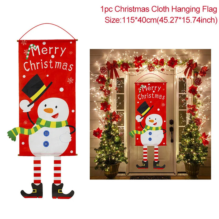 Rynx Merry Christmas Door Banner Hanging Decoration Christmas Decoration for Home Xmas Navidad Happy New Year