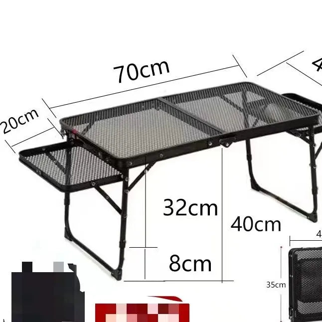 Rynx | New Outdoor Foldable Net Table Iron Net Table Lifting Table Outdoor Picnic Foldable Table Portable Double Ear Camping Table