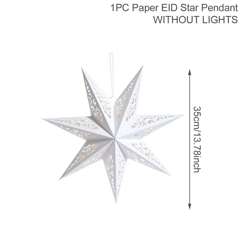 Rynx Hollow Star Hanging Pendant Ramadan Decoration 2024 for Home Navidad Natal Noël Gifts Christmas Ornaments New Year 2025