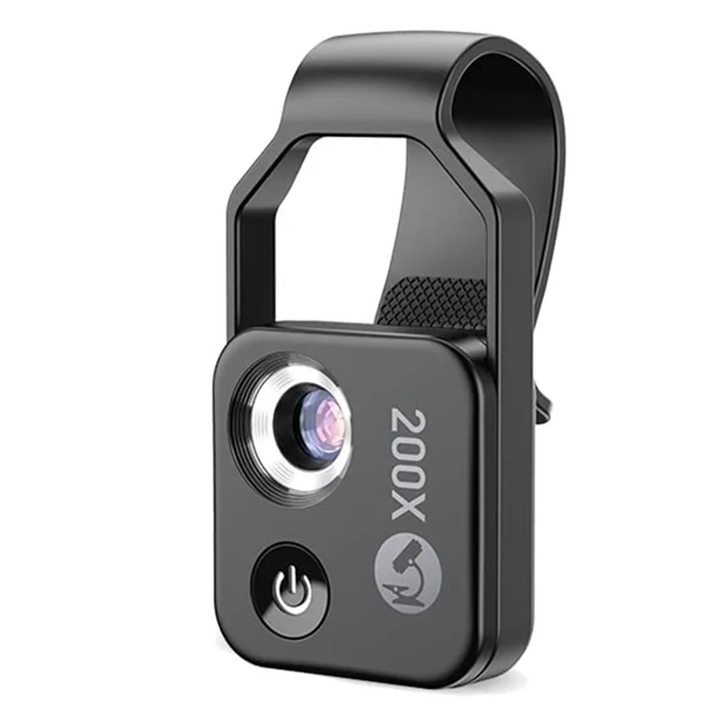 Lisslune | MicroZoom Clip-On Phone Microscope – 200x Magnification Lens with LED Light