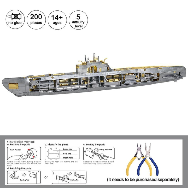 Lisslune | Ocean Explorer Metal Submarine DIY Assembly Kit for Teenagers