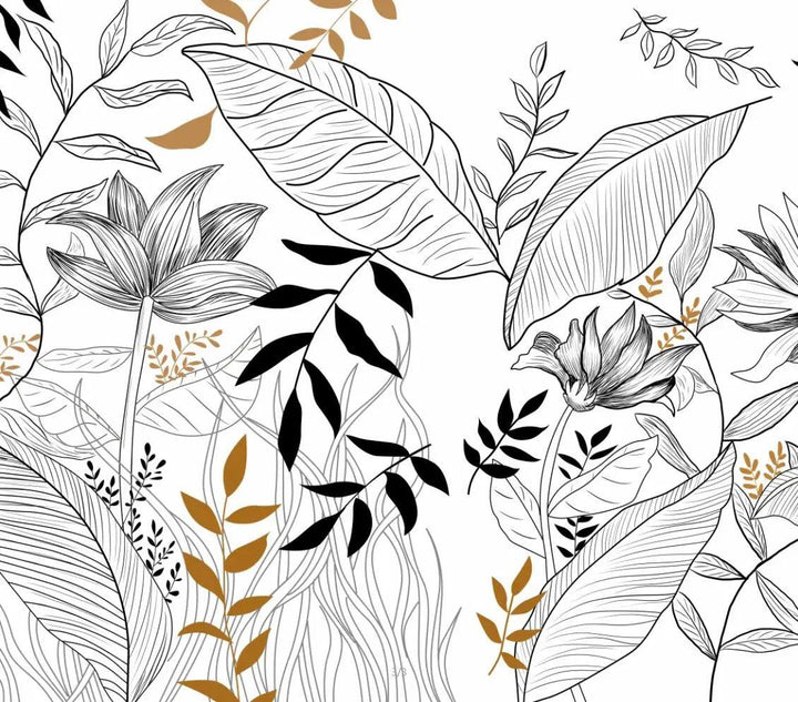 Lisslune | Serene Tropical Paradise Abstract Mural - Elegant Botanical Decor for Stylish Homes