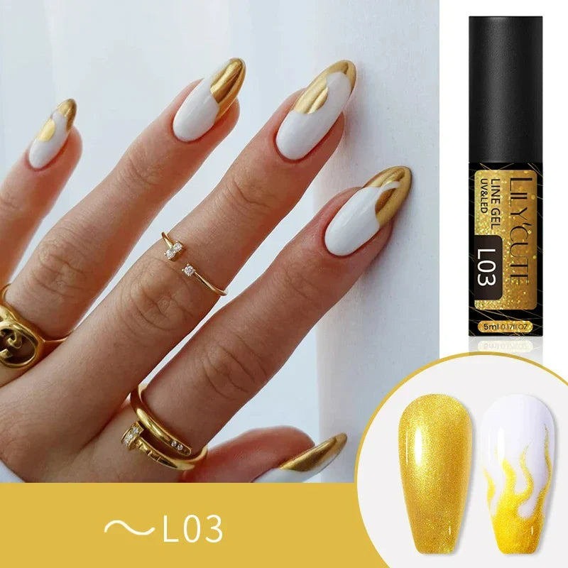 Rynx | 5ML Silver Metallic Painter Liner Gel Nail Polish Super Bright Mirror Drawing Gel Semi Permanent Line French Nail Art