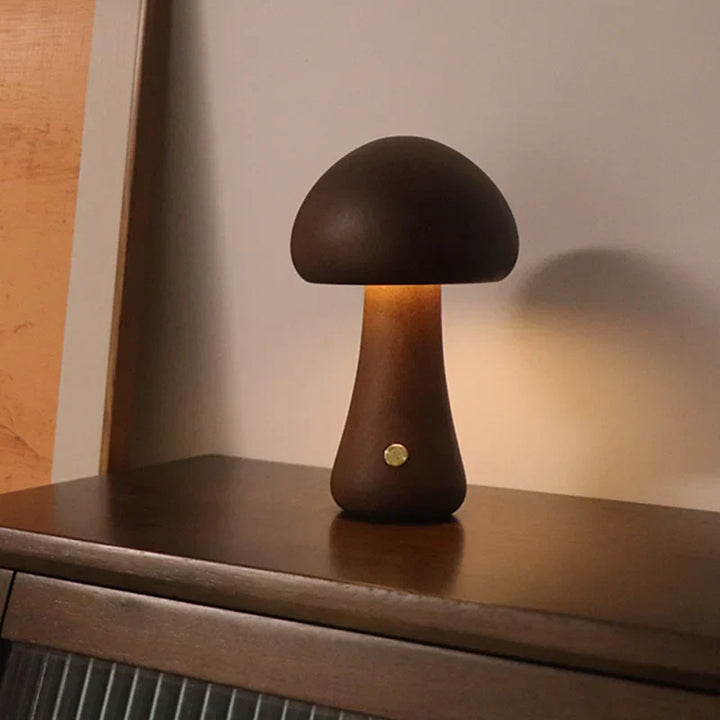Lisslune | Touch Switch Wooden Mushroom LED Night Lamp