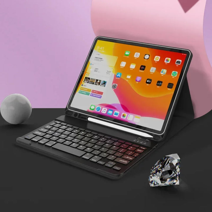 Lisslune | Spanische Tastaturhülle für iPad 10th Air 11 Air 5 4 10.9 Hülle 10.2 9th 8th Pro 11 10.5 Air 3 Wireless Magnet PU Flip Standhülle