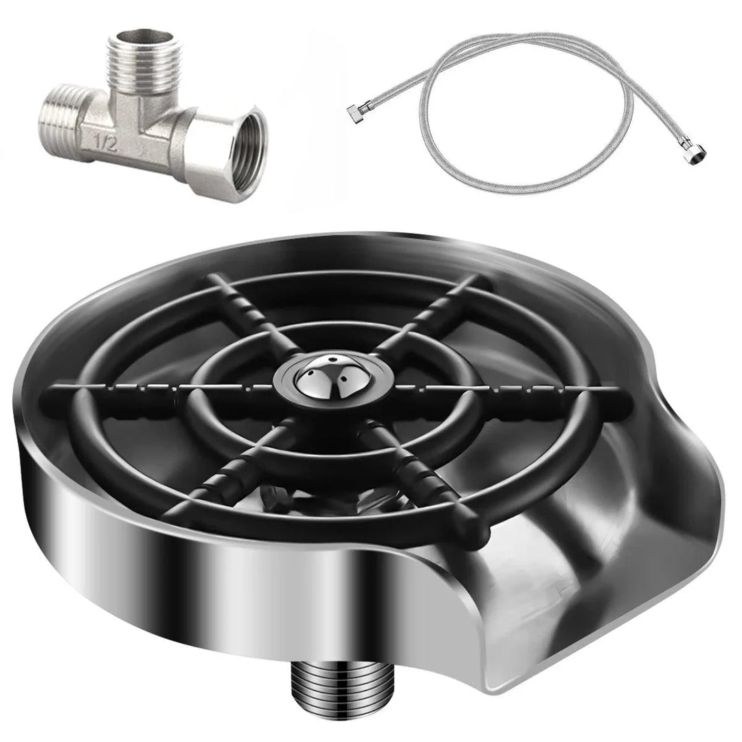 Lisslune | Automatic High-Pressure Stainless Steel Glass Rinser Set for Effortless Kitchen Cleaning
