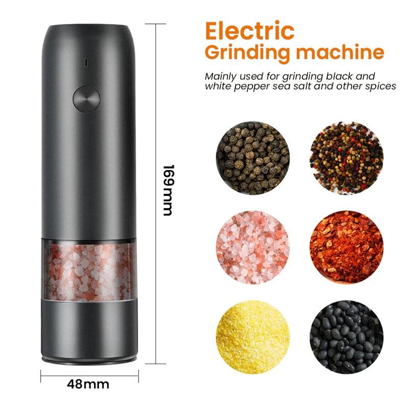 Lisslune | Elegant rechargeable electric pepper mill with adjustable grind levels and integrated LED light