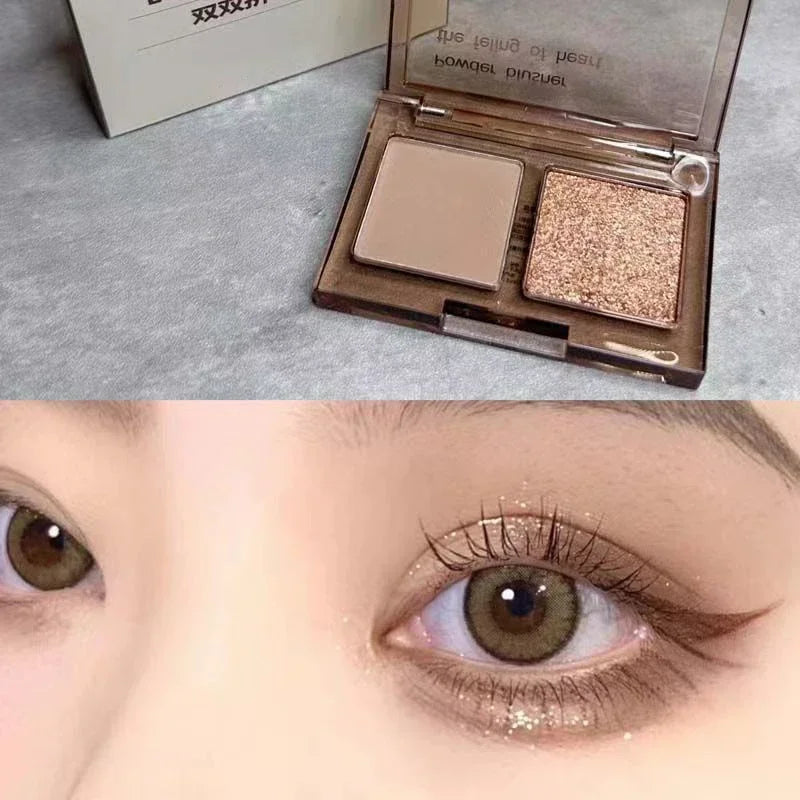 Rynx | 2 Colors Smoky Blue Eyeshadow Palette Matte Pearl Gray Pink Low Saturation Eyeshadow Palette Eye Pigments Long-lasting Korea Makeup