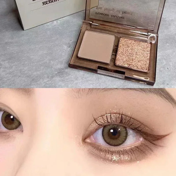 Rynx | 2 Colors Smoky Blue Eyeshadow Palette Matte Pearl Gray Pink Low Saturation Eyeshadow Palette Eye Pigments Long-lasting Korea Makeup