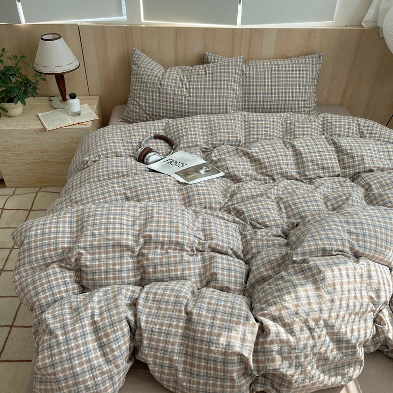 Rynx | 100% Cotton Soft Bedding Set Striped Print Duvet Cover with Pillowcase Bedding Bedspread Pillowcases Duvet Sets