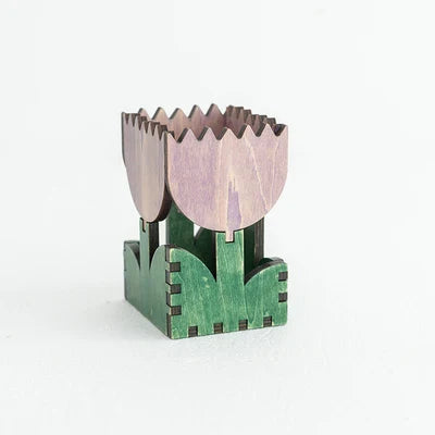 Rynx | Nordic Wood Tulip Pencil Holder Brush Storage Small Items Organizer Pen Organization Support Home Office Studio Desk Decor