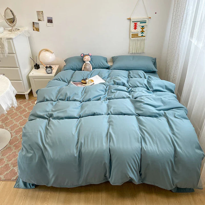 Rynx | Black Bedding Set Soft Bedding Washable Cotton Duvet Cover Pillowcase and Bed Sheet bedding set Home Bedding
