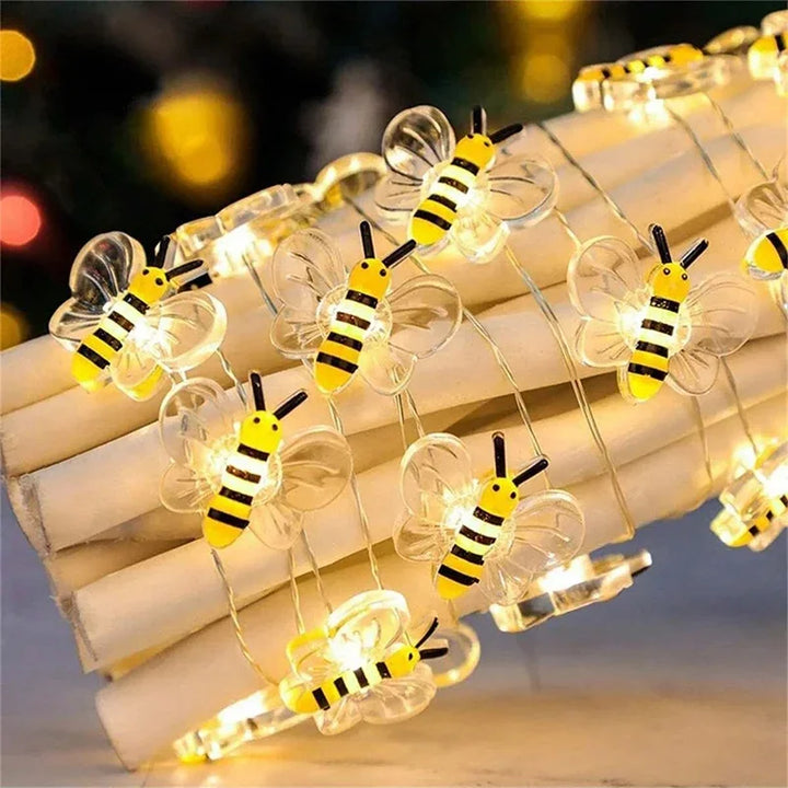 Rynx | 3M LED Bee Lights String Lights Battery Operated Outdoor Waterproof Fairy Garland Lamp For Festival Christmas Garden Bedroom Decor