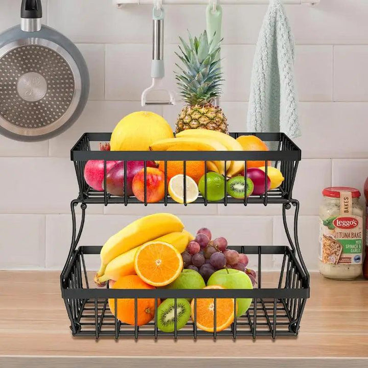 Lisslune | Two-Tier Iron Fruit and Vegetable Organizer for Kitchen Efficiency
