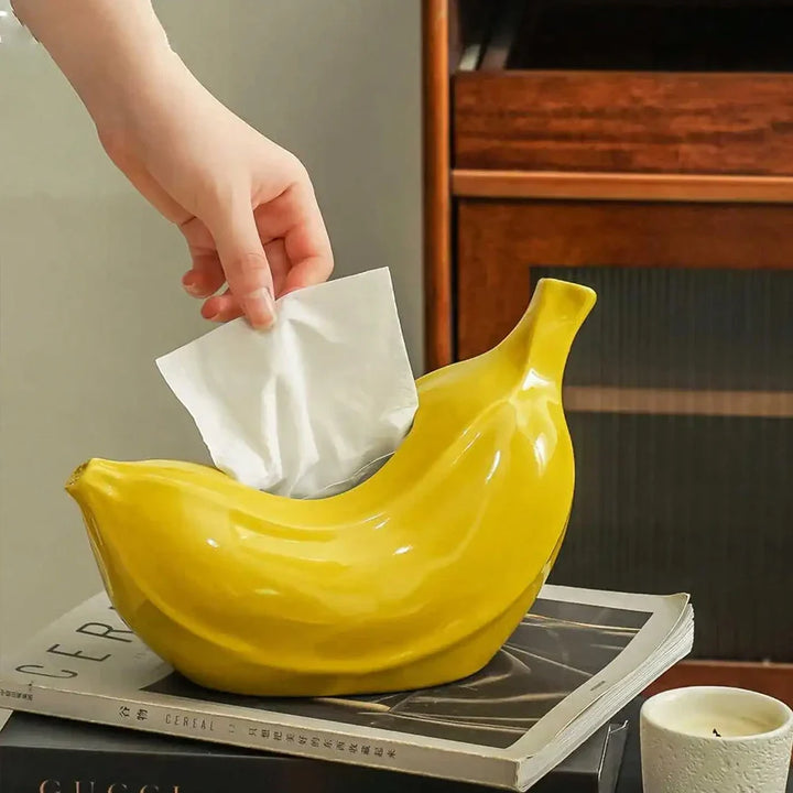 Rynx | Ceramic Banana Napkin Holder Creative Napkin Box Restaurant Bedroom Napkin Holder Wet Wipe Box Napkin Holder Decoration