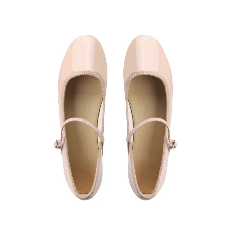 Rynx | Sneakers French Flat Women's Shoes Autumn Flat-Cut Mary Jane Shoes Single-Line Leather Shoes Ballet Singles Women