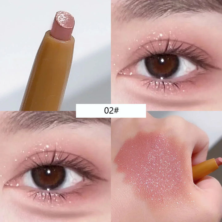 Rynx | Double-sided silky matte eyeshadow pencil Rose Brown Glitter Nude eyeshadow pencil with eyeshadow halo color brush 2 in 1