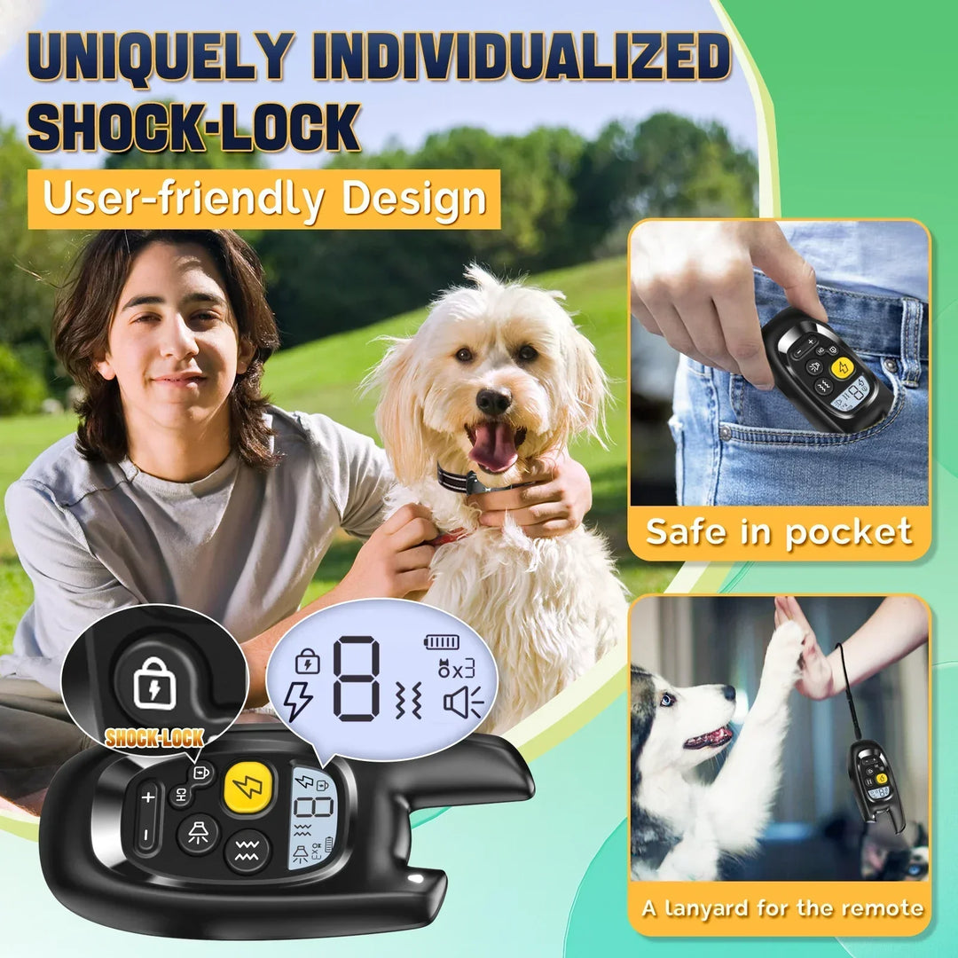 Lisslune | Dog Training Collar with Remote – Shock Lock, Sound & Vibration Modes, Waterproof, 1600ft Range