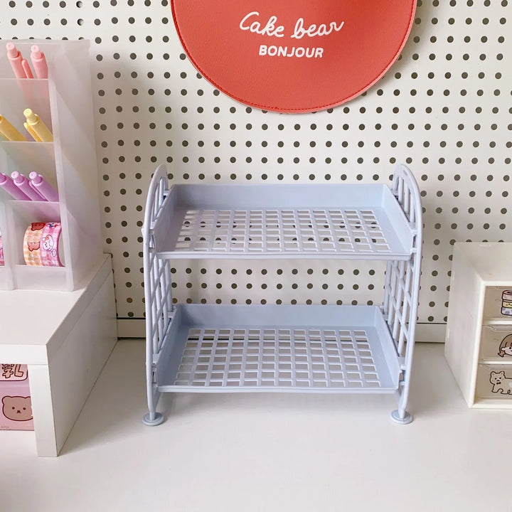 Rynx | Sweet Room Storage Organizer Storage Shelf Kawaii 2-Layer Desktop Cosmetic Jewelry Storage Shelf Bathroom Shelf Storage Rack
