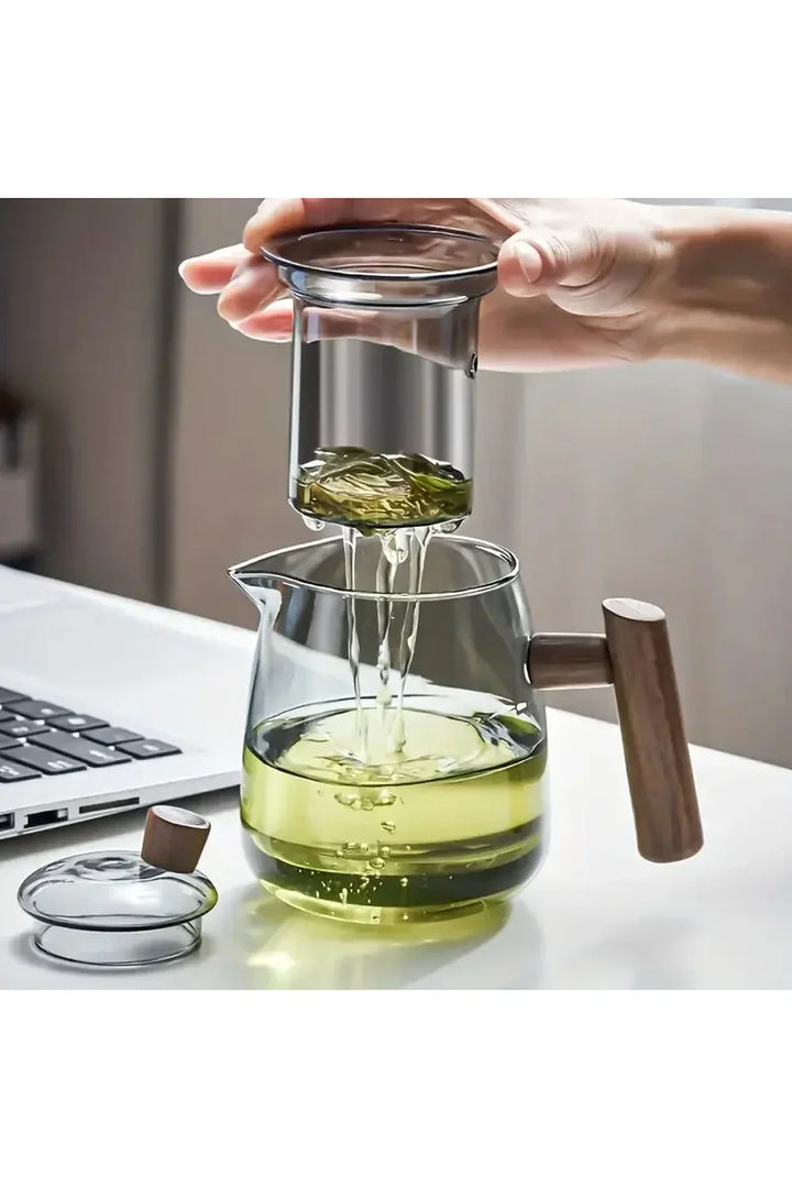 Lisslune | Wood Handle Glass Teapot
