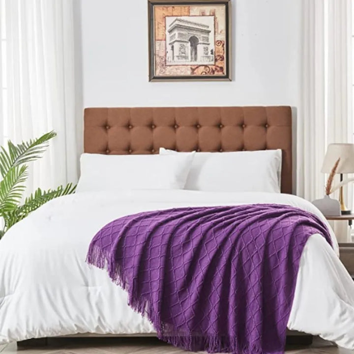 Lisslune | purple diamond knit blanket