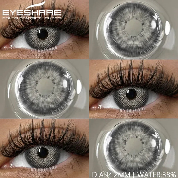 Rynx | 1 pair of contact lenses with prescription in natural color, myopic lenses, green contact lenses, fashionable brown lenses, gray pupils