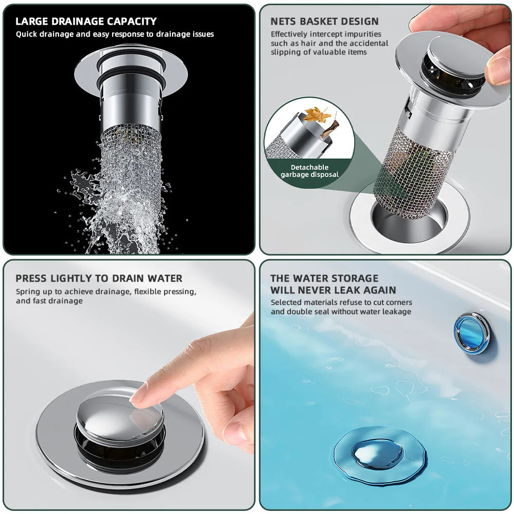 Lisslune | Pop-up Anti Clogging Drain Sink Strainer Filter
