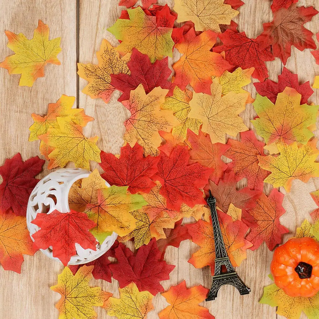 Rynx | 100/200pcs artificial silk maple leaves autumn artificial leaves garland maple leaves vine Thanksgiving Halloween wedding party decor