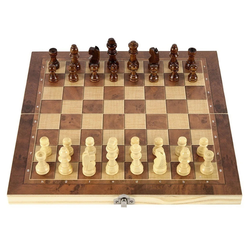 Rynx | 3 in 1 foldable international chess, foldable wooden portable chess game board, wooden chessboard for adults premium gift
