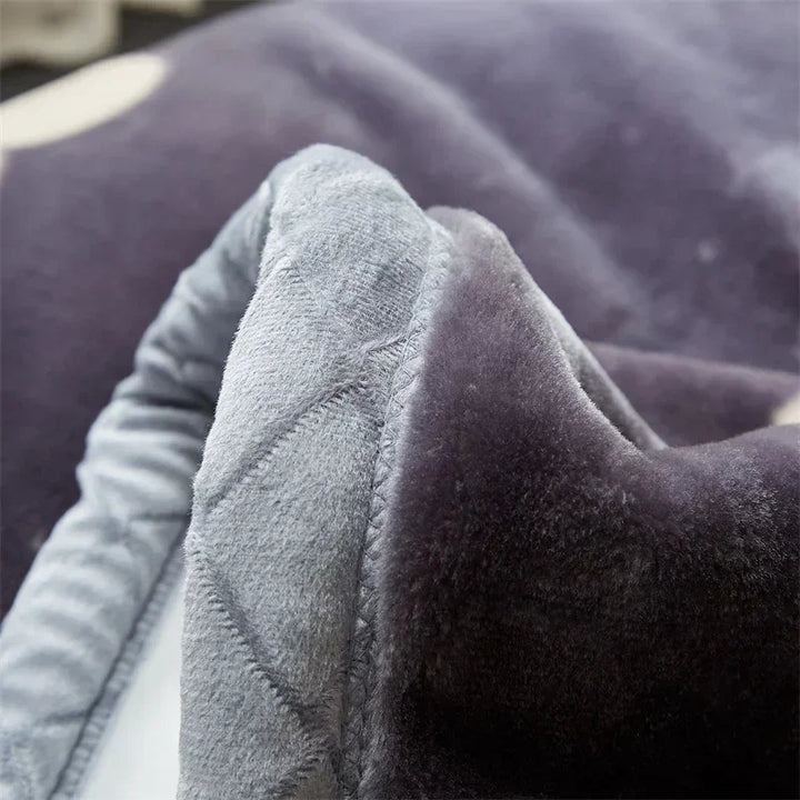 Rynx double-sided printed autumn winter blankets for the bed soft warm encrypted flocking crinkle blanket skin-friendly weighted blanket