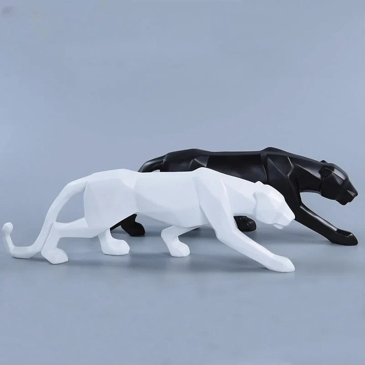 Lisslune | Panther Statue, Animal Figure, Abstract Geometric Style, Resin, Leopard Sculpture, Home Office, Desktop Decoration, Crafts