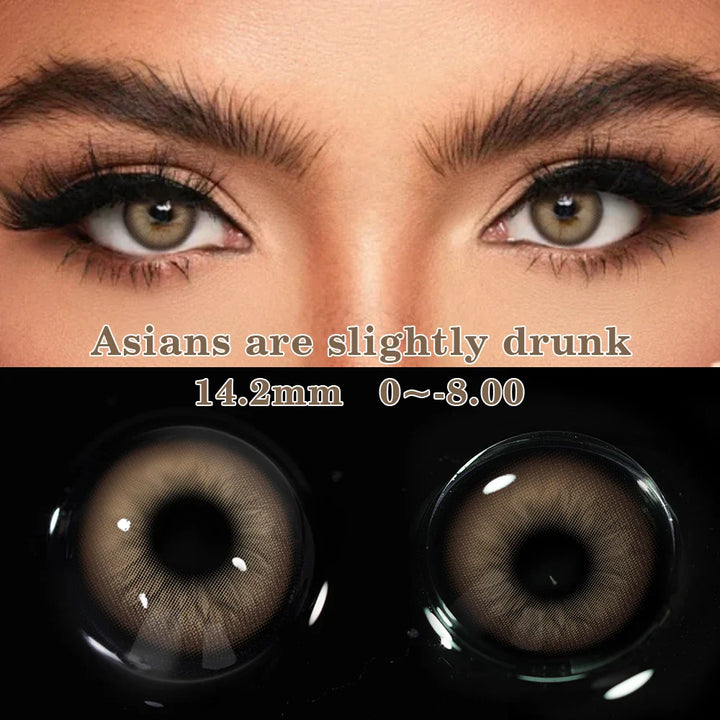 Rynx | 1 Pair Colored Contact Lenses with Prescription Myopia Blue Lenses with Power Gray Pupils Brown Lenses Fashion Annually