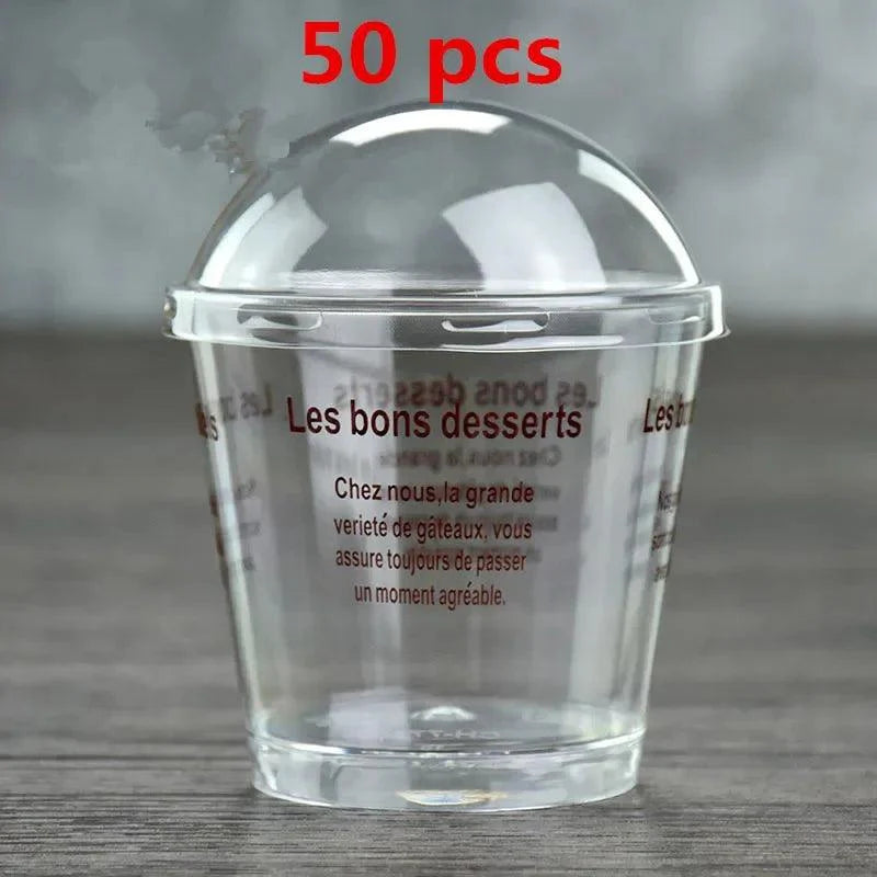 Lisslune | Elegant clear dessert cup collection with lids and spoons - Perfect for ice cream, yogurt, and mousse