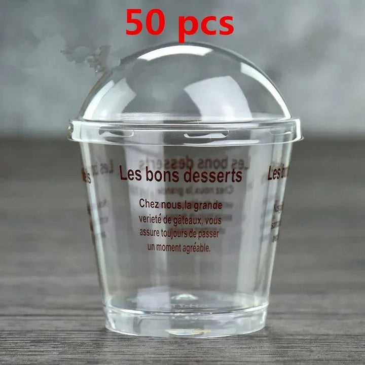 Lisslune | Elegant clear dessert cup collection with lids and spoons - Perfect for ice cream, yogurt, and mousse