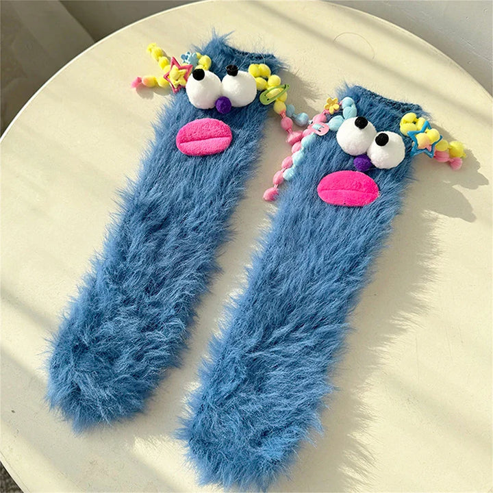 Lisslune | Fluffy Cartoon Women's Socks with Face