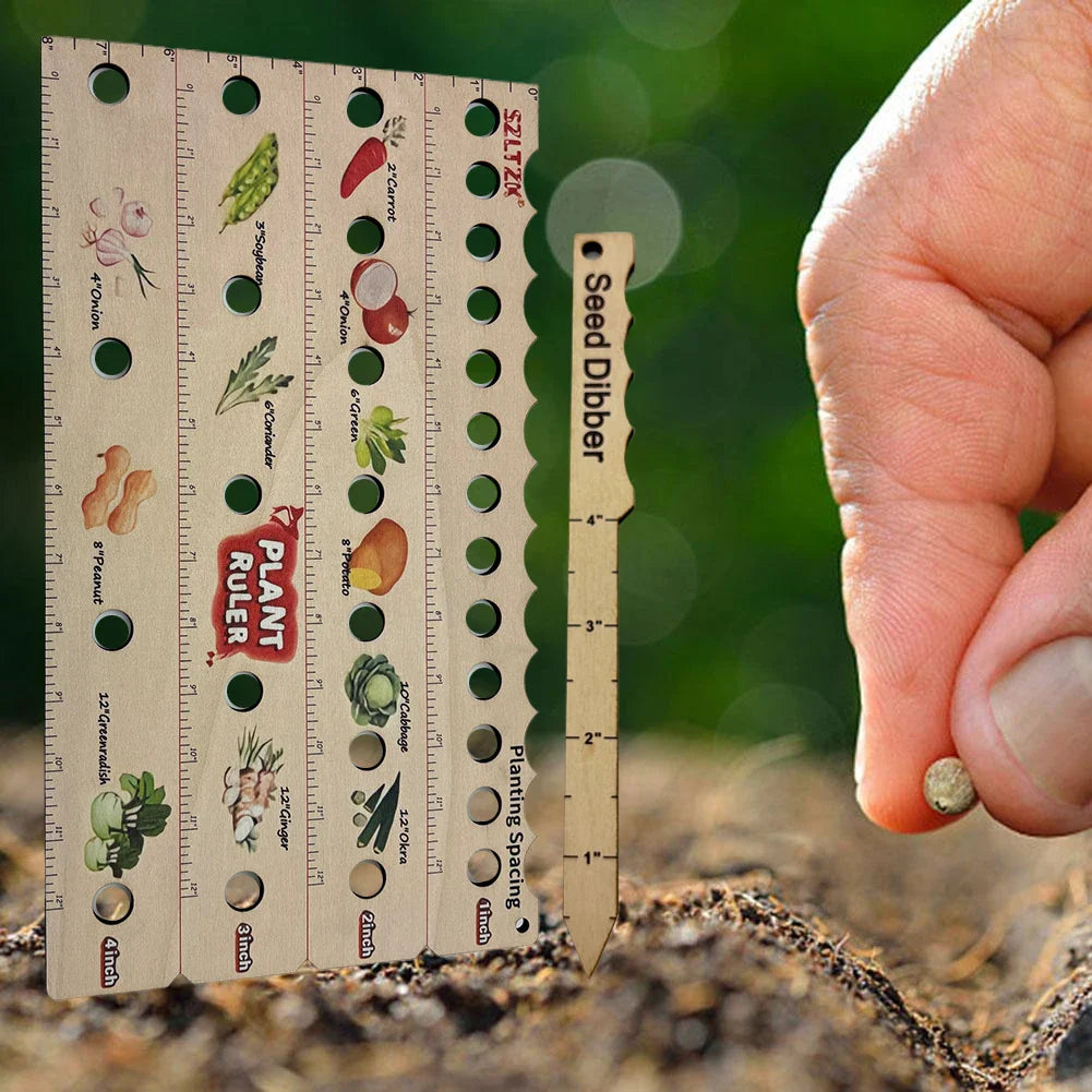Lisslune | Wood Plant Ruler – Multifunctional Seed Measuring Tool for Garden