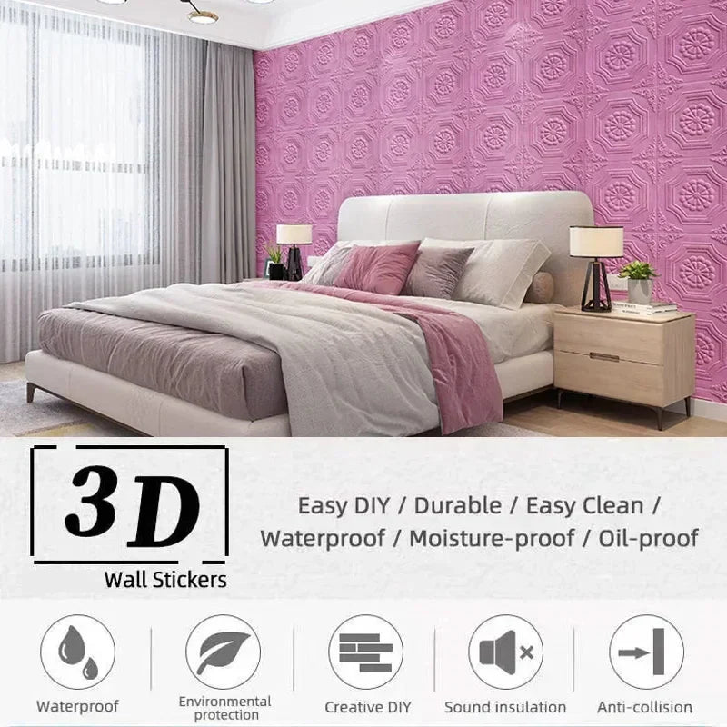 Lisslune | 20 Stück 3D Tapeten Wandaufkleber Selbstklebende Schaumstoffpaneele Wohnkultur für Wohnzimmer Schlafzimmer Decke TV Wandkunst 35X35CM