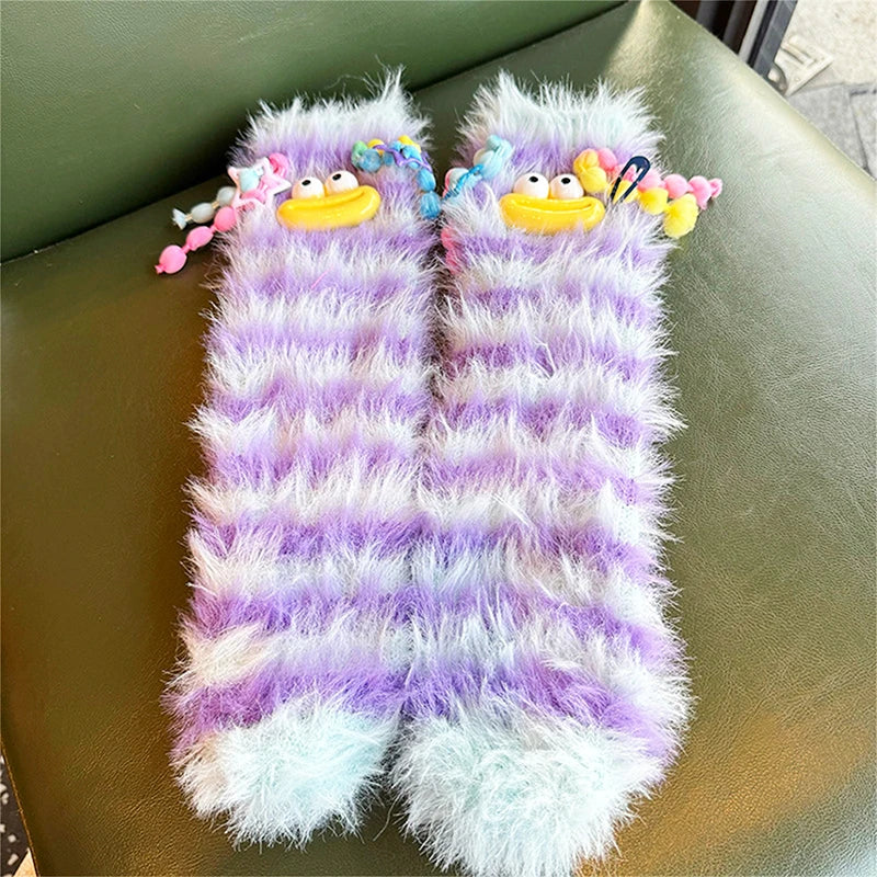 Lisslune | Fluffy Cartoon Women's Socks with Face