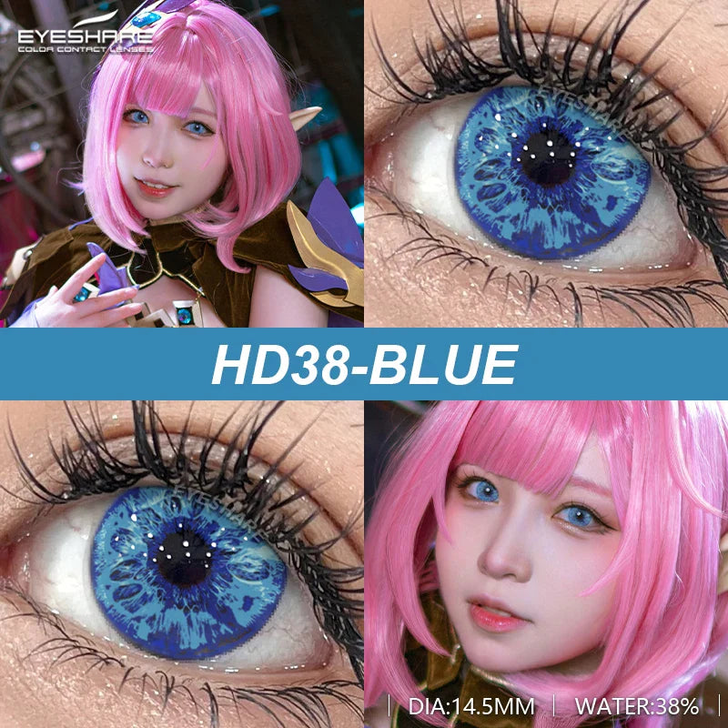 Rynx | 2 Piece Set Cosplay Contact Lenses for Eyes Anime Colored Contact Lenses Blue Contact Halloween Beautiful Pupil Annual Contact Lenses
