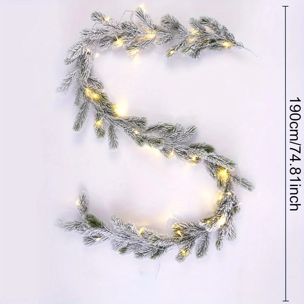 Rynx | Christmas Art-PE Hanging Rattan Decorative Cedar Garland with LED Light Garland for Mantel Tablecloth