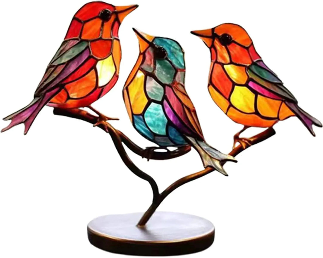 Lisslune | ElegantAviary | Colorful Birds on Branch Desk Ornaments