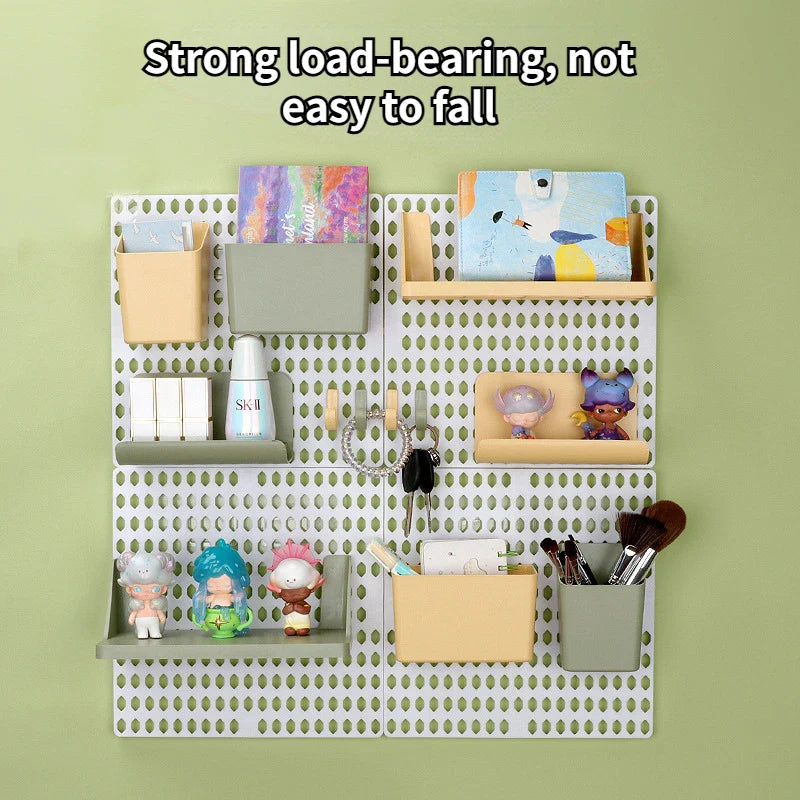 Rynx | Perforated board wall display decor free perforation pegboard wall organizer shelf kitchen household storage plastic DIY combinable shelf