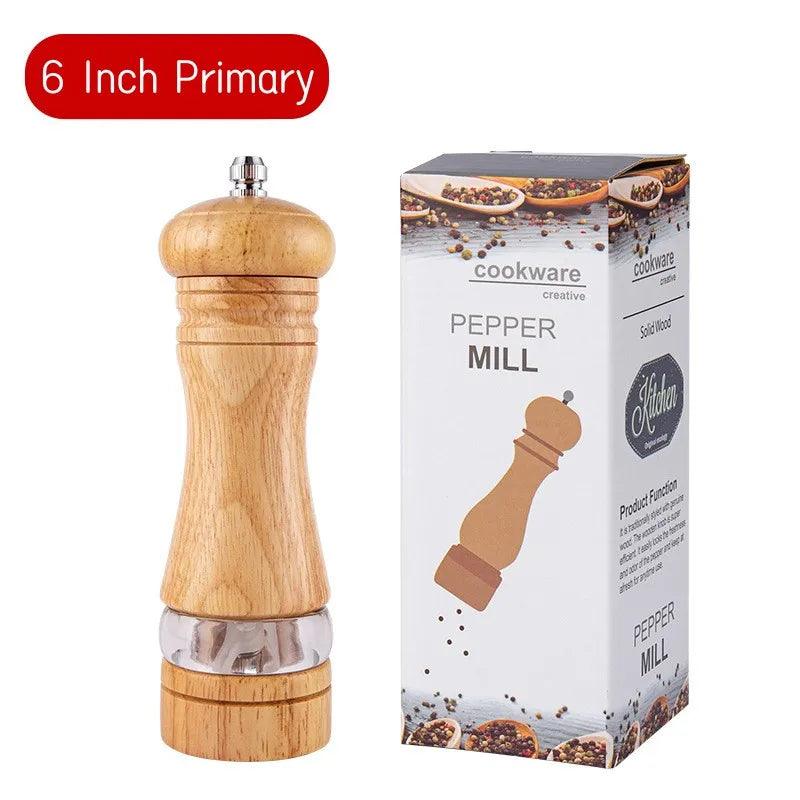 Lisslune | Vintage Handcrafted Wooden Spice Mill Set - 6-Inch Gourmet Salt and Pepper Mills