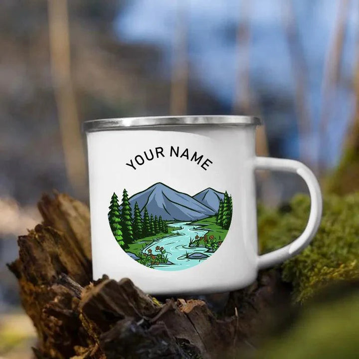 Lisslune | Customizable Enamel Camping Mug for Unforgettable Outdoor Experiences - Personalized Coffee and Beer Mug