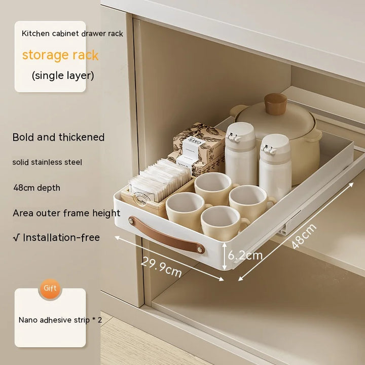Lisslune | Stainless Store Kitchen Cabinet Pull-Out Sliding Organizer
