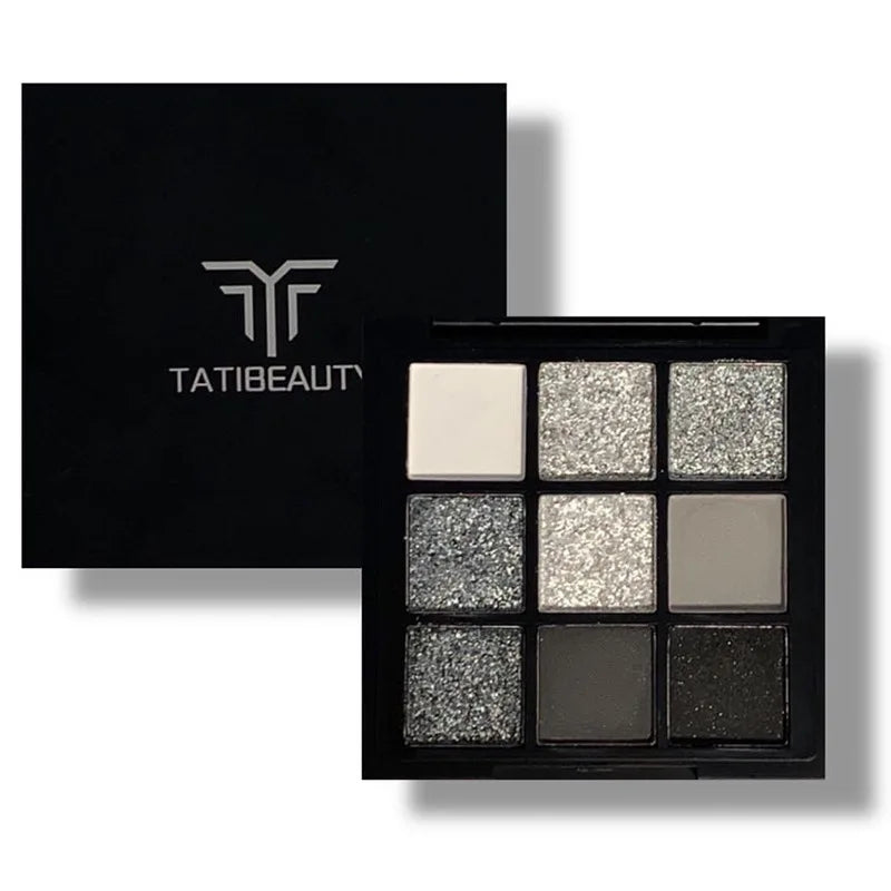 Rynx | 15 Colors Eyeshadow Palette Black Smoky Cool Tones Eyeshadow Metallic Pearlescent Matte Silver Gray Long-lasting Eyeshadow Party Makeup