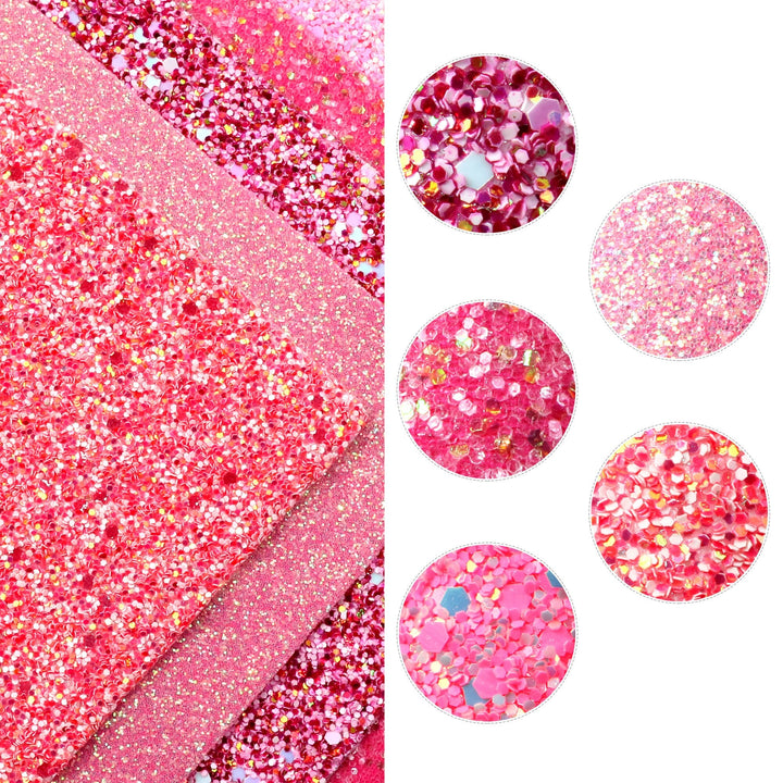 Lisslune | Elegant Pink Lychee Glitter Artificial Leather Craft Sheets for Stunning DIY Projects