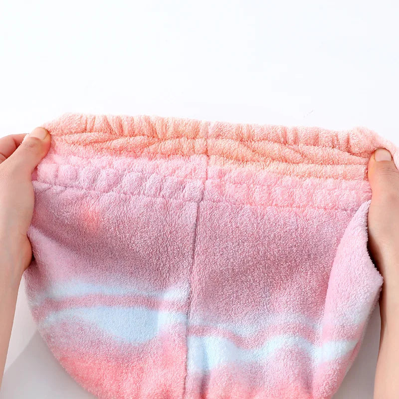 Rynx | 1pc Coral Fleece Shower Cap Rainbow Gradient Dry Hair Towel Soft and Absorbent Thick and Sweet Princess Cap Shampoo Dry Hair Cap