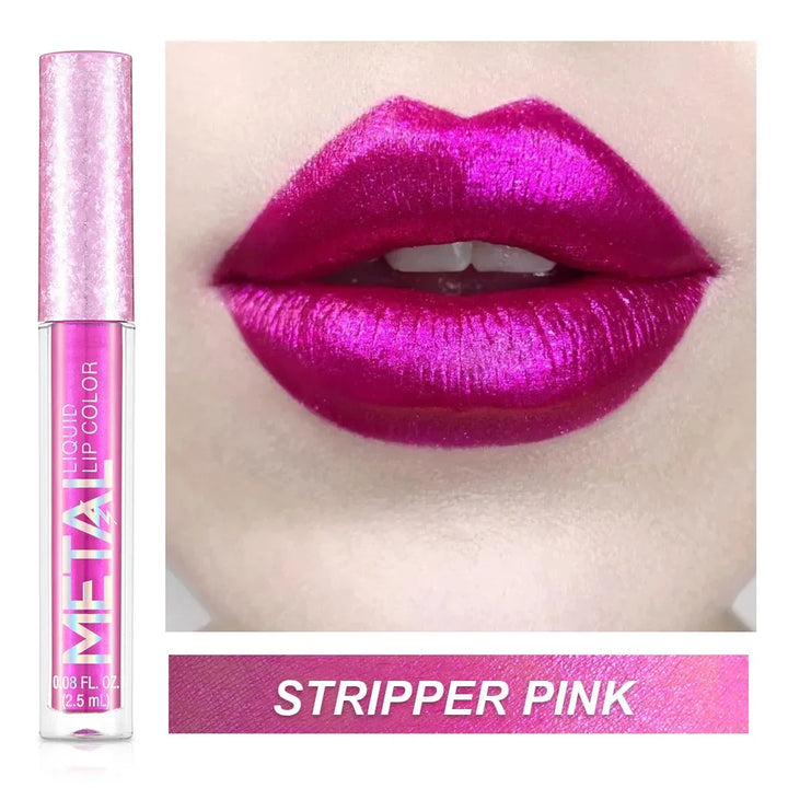 Rynx | Metallic Lip Gloss 12 Colors Glitter Matte Liquid Lipstick Waterproof Shiny Shimmering Lip Tint Long-lasting Party Festival Lip Makeup