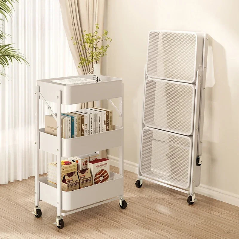 Rynx | Trolley storage shelf multi-layer standing vegetable organizer household movable and foldable small cart storage shelf